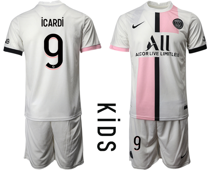 Youth 2021-2022 Club Paris St German away white #9 Soccer Jersey